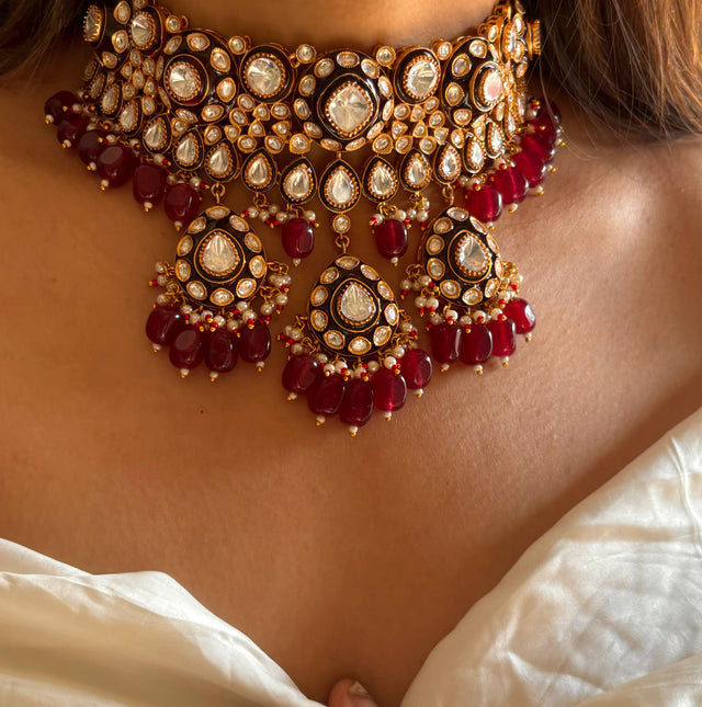 Ruby meenakari choker set