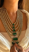 5 layered emerald maharani necklace set