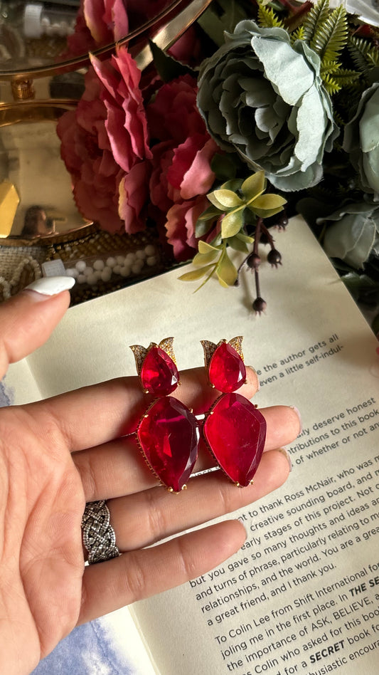 Ruby danglers with rani pink lining