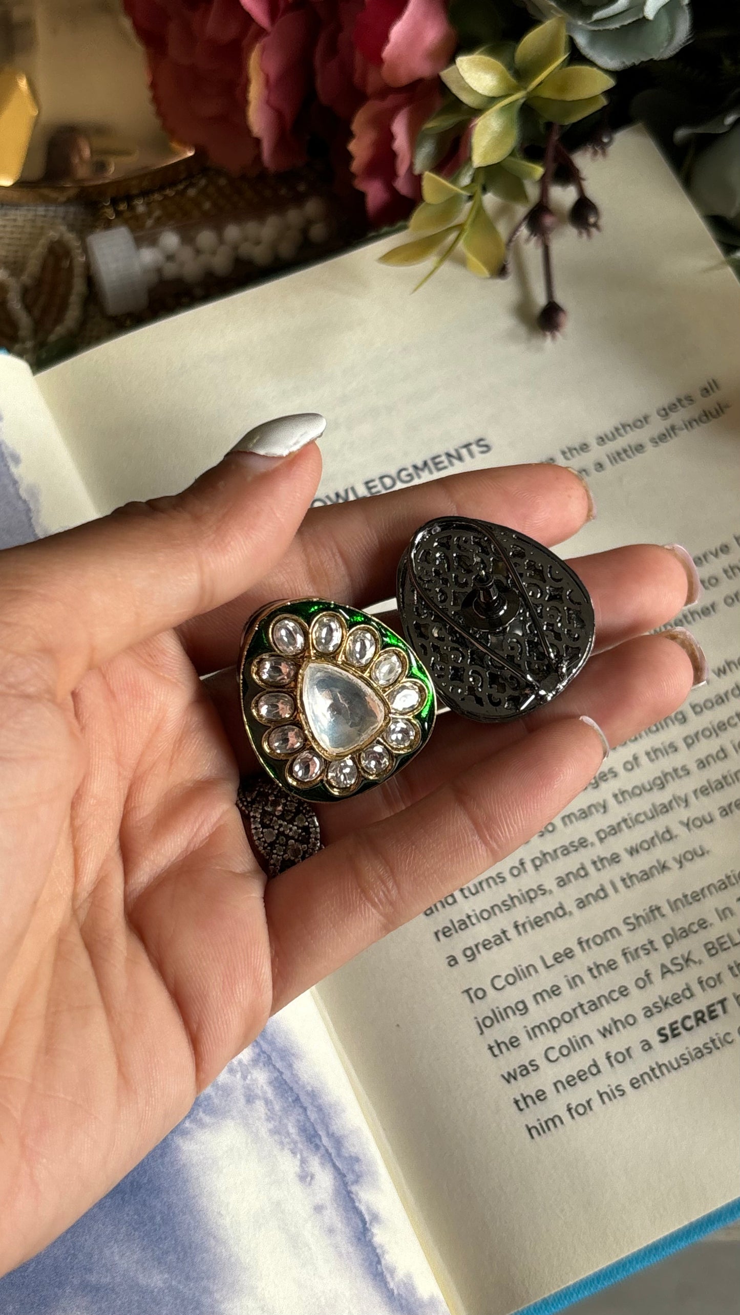 Meenakari polki studs