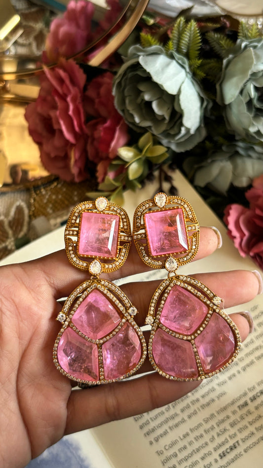 Rose quartz danglers