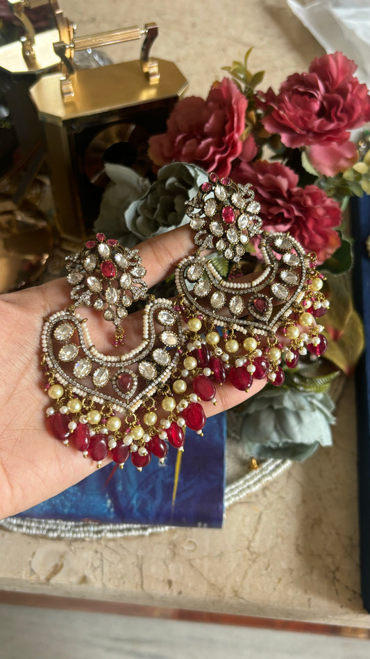 Ruby Moissanite chandbali