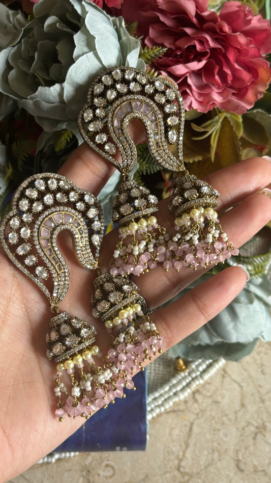 Designer Blush pink Moissanite Jhumka