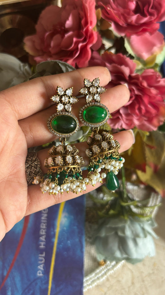 Emerald Moissanite jhumki