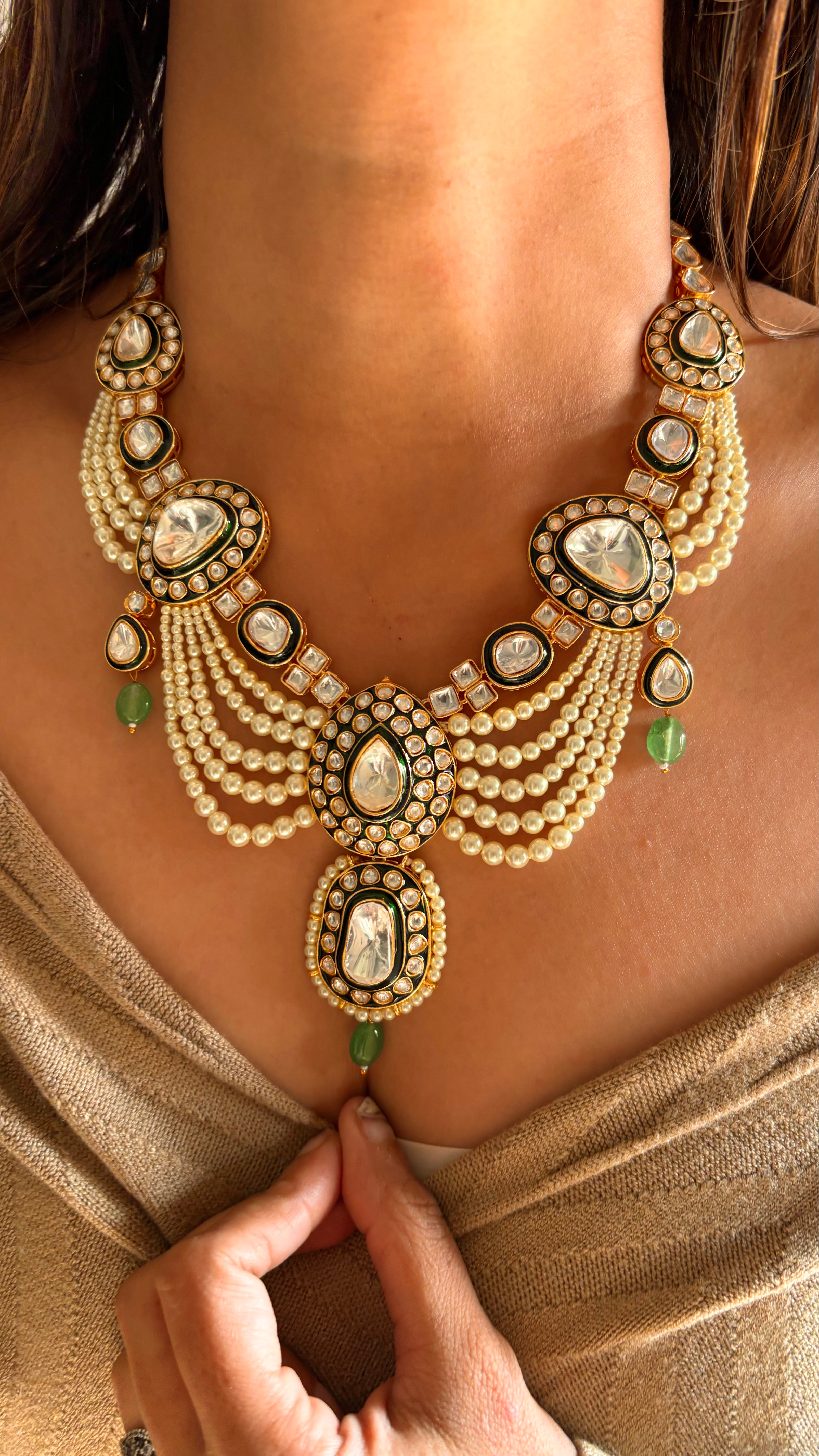 Pearl meenakari necklace