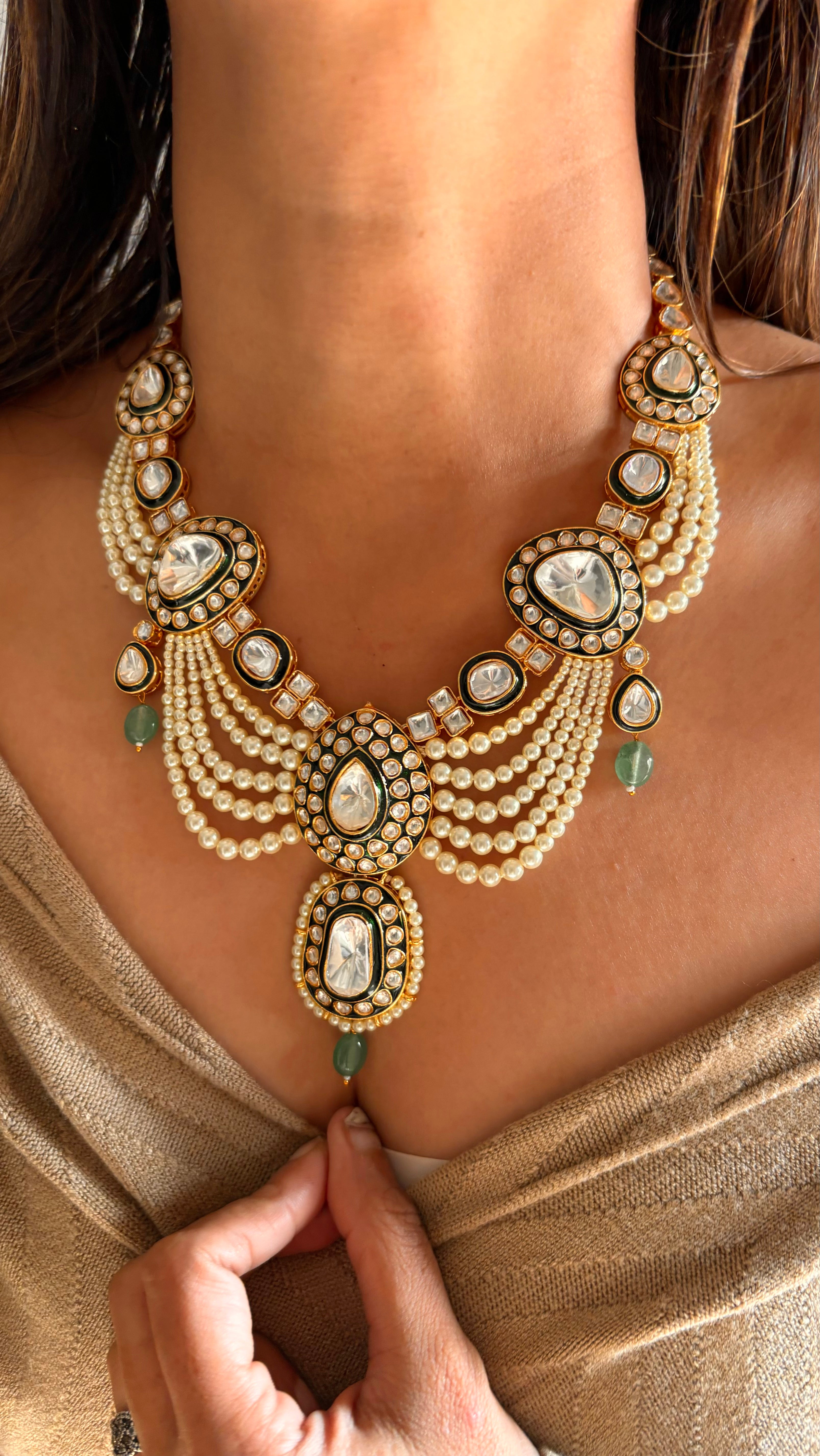 Pearl meenakari necklace