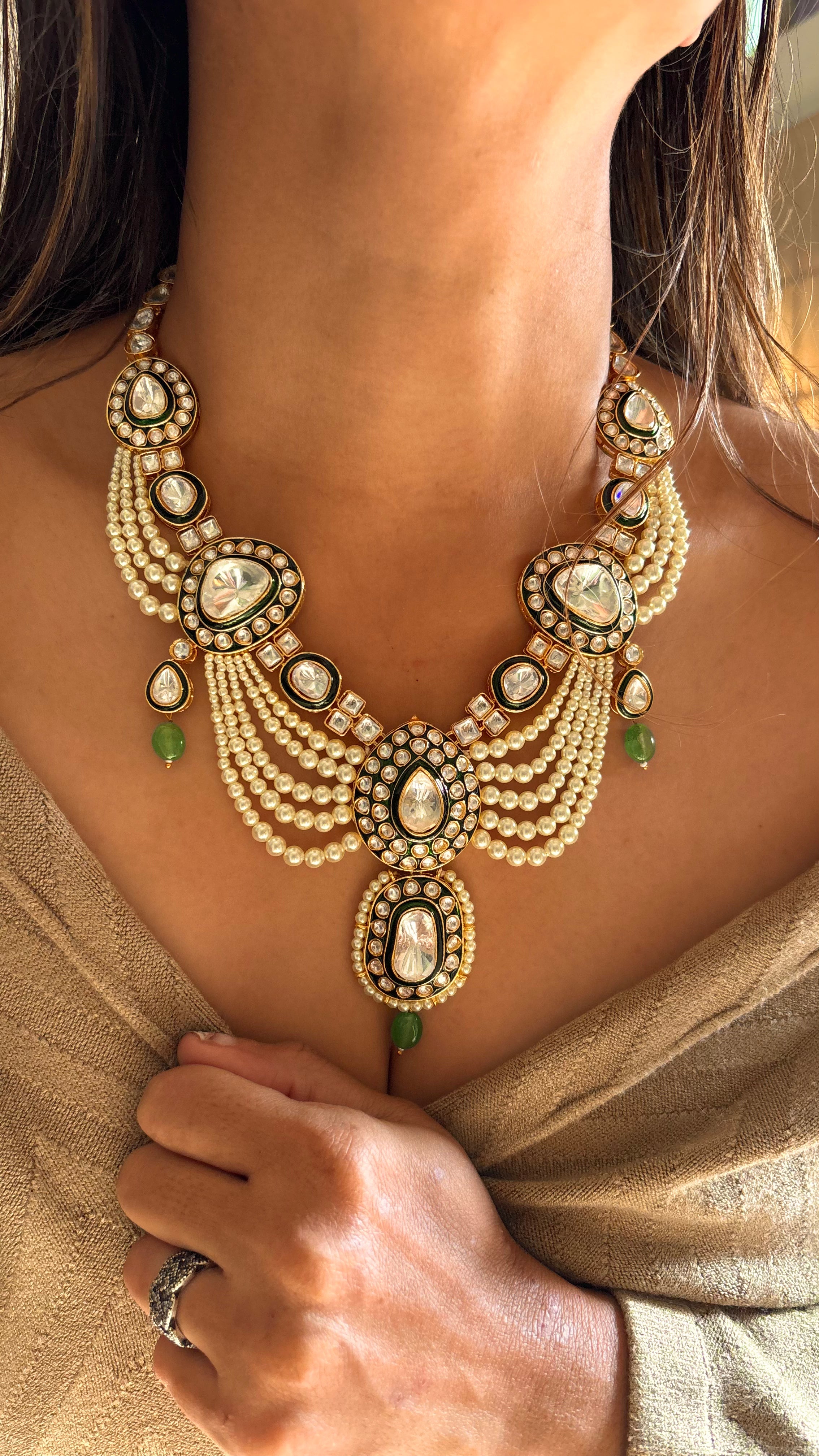 Pearl meenakari necklace