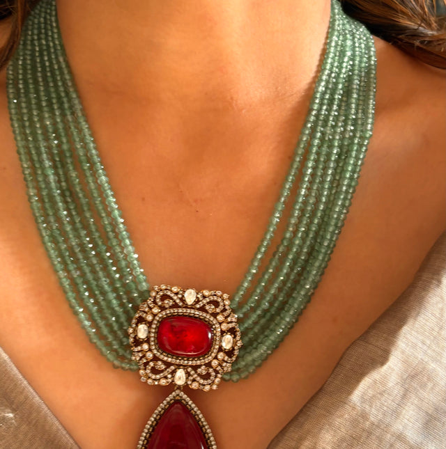 Ruby mint necklace set