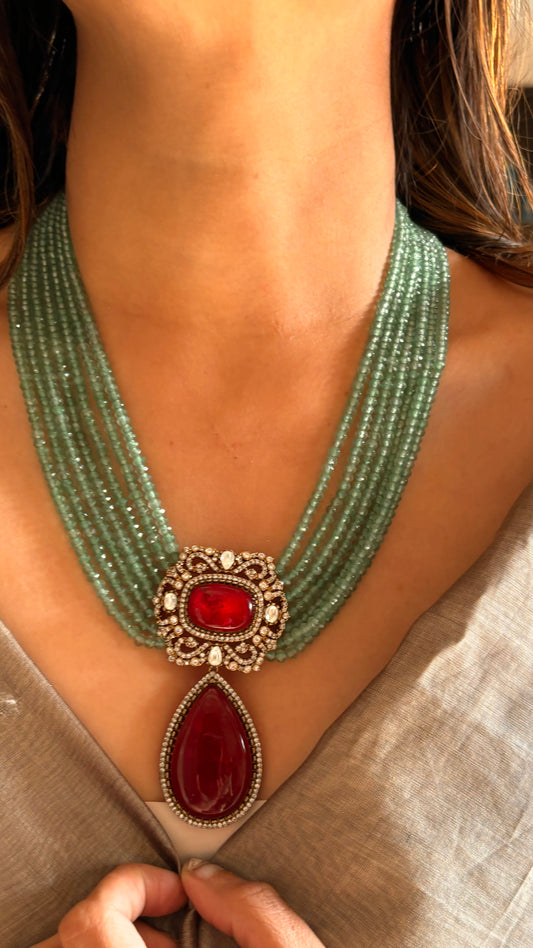 Ruby mint necklace set