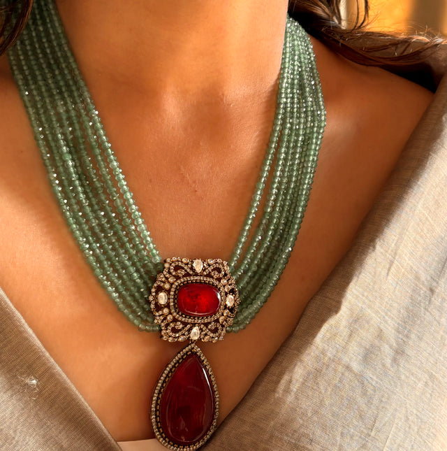 Ruby mint necklace set