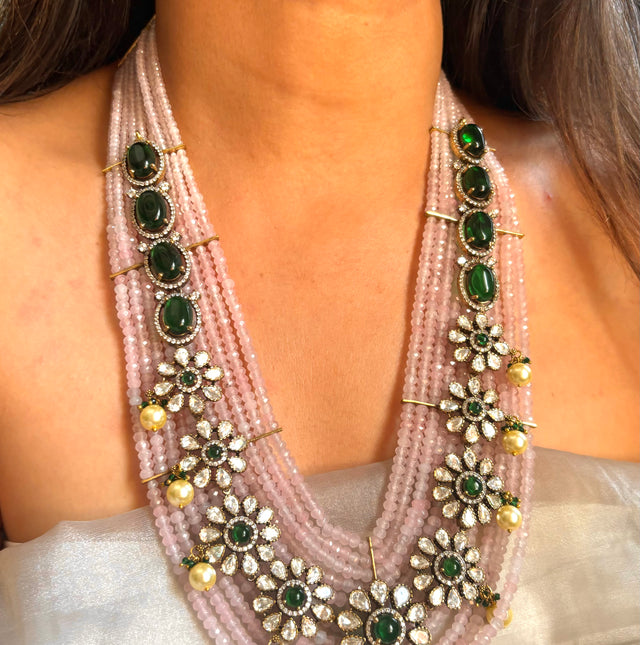 Blush pink emerald Moissanite necklace