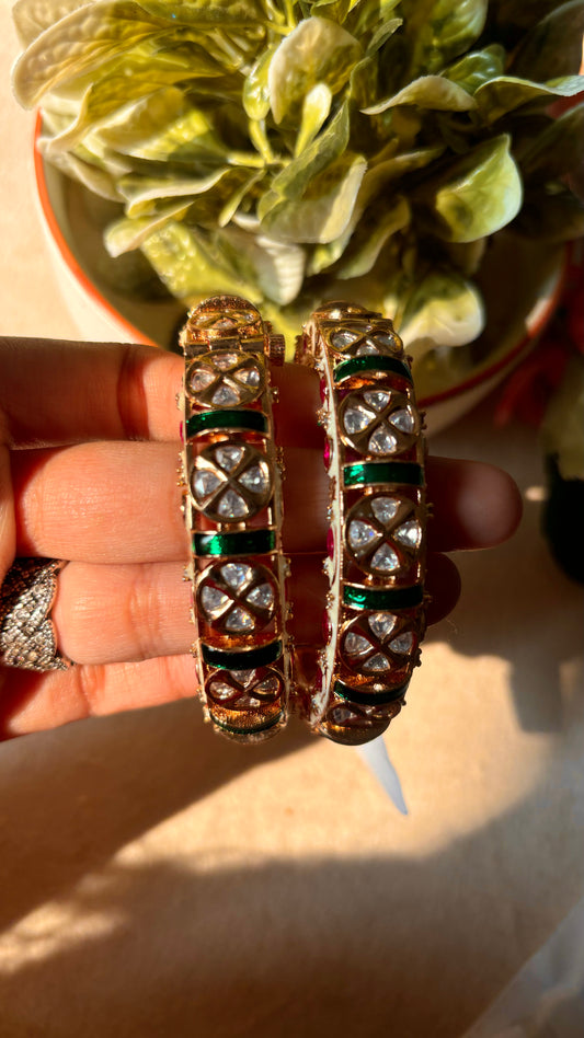 Emerald meena moissanite ruby bangles