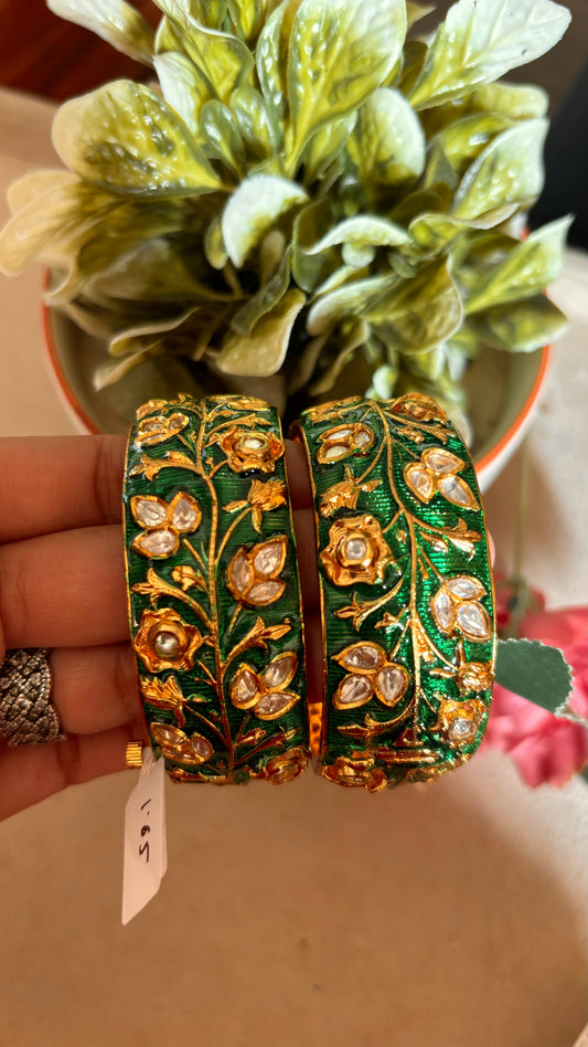 Emerald ruby meenakari bangles