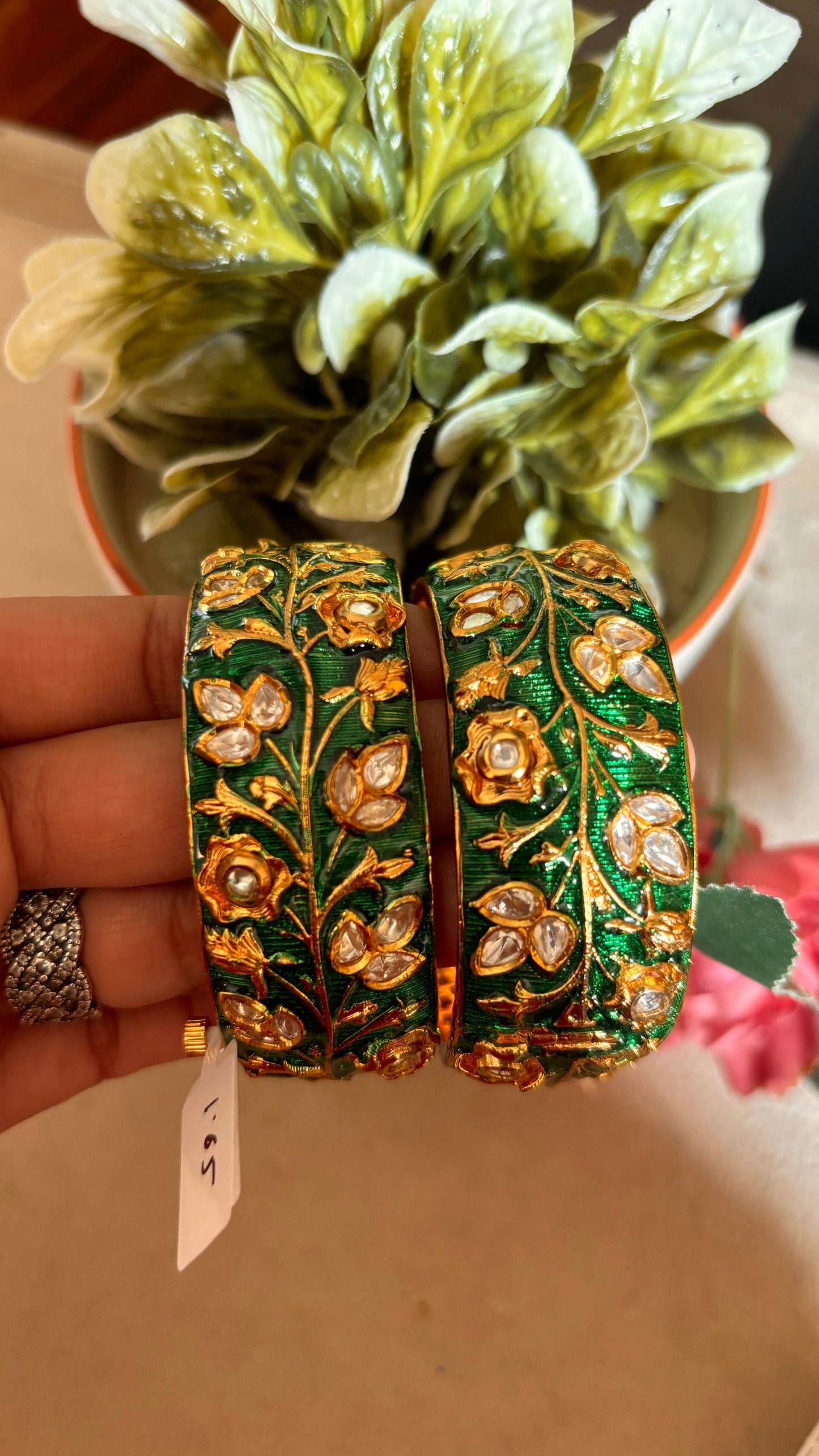 Emerald ruby meenakari bangles