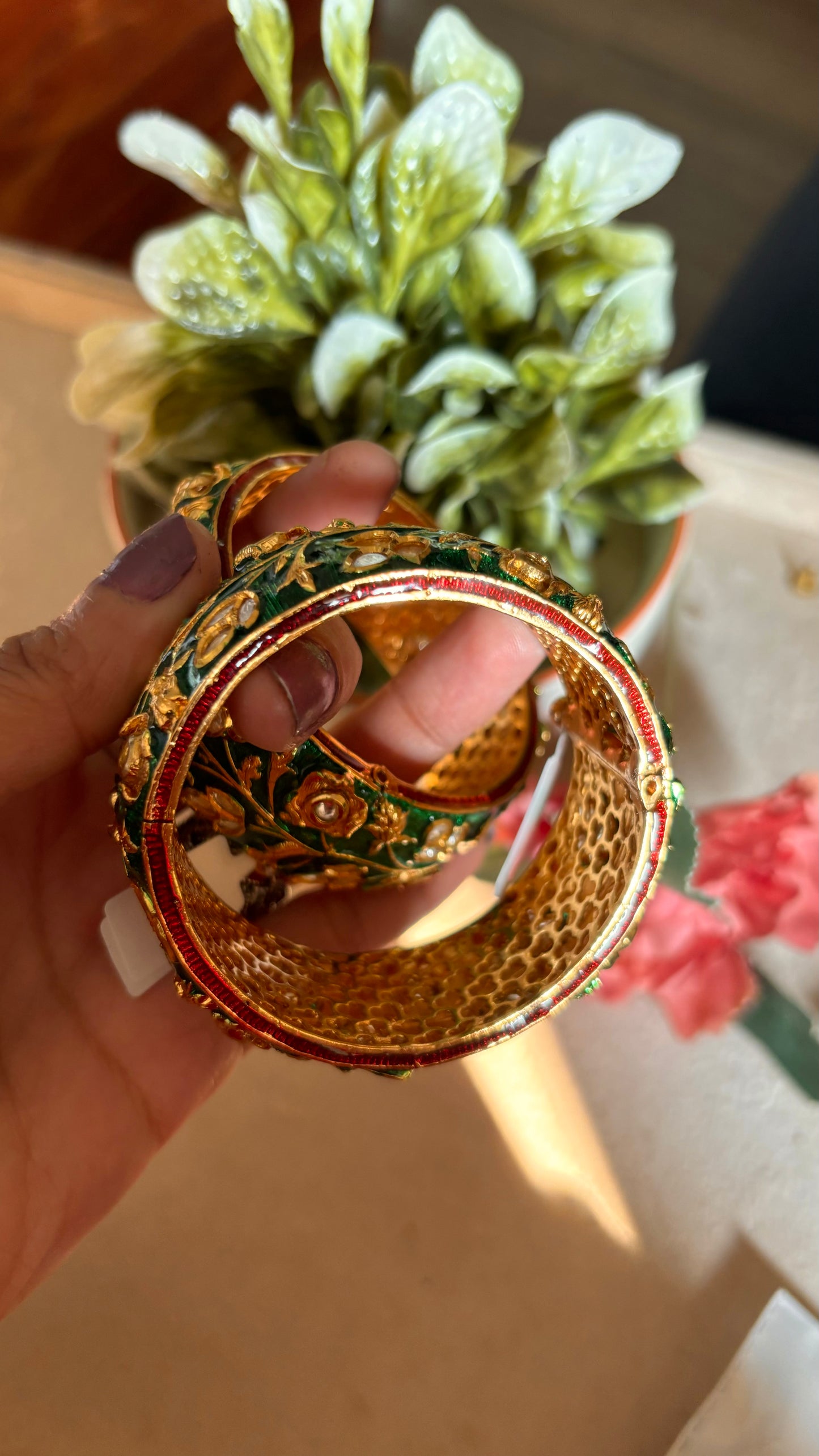 Emerald ruby meenakari bangles