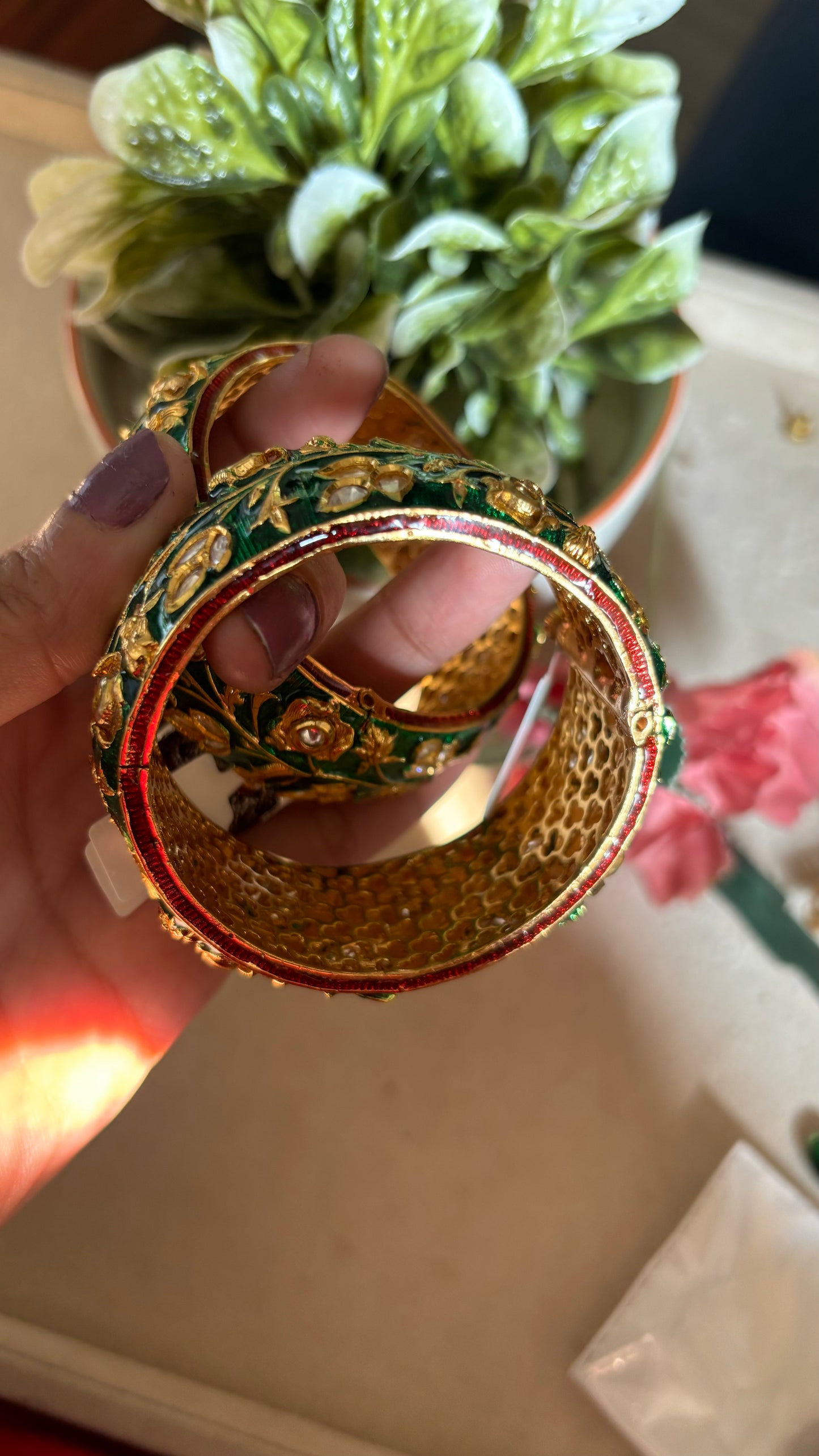 Emerald ruby meenakari bangles