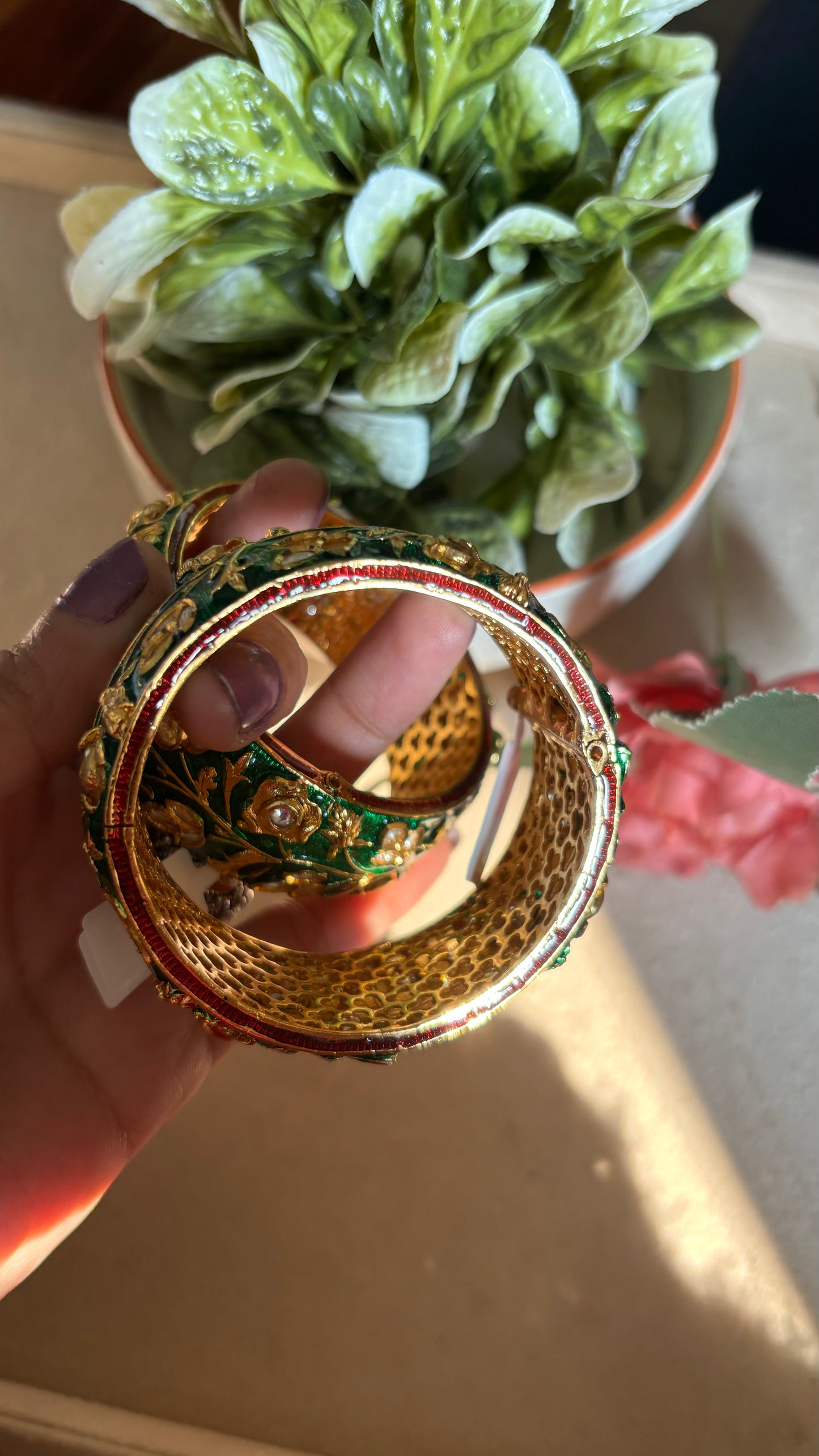 Emerald ruby meenakari bangles