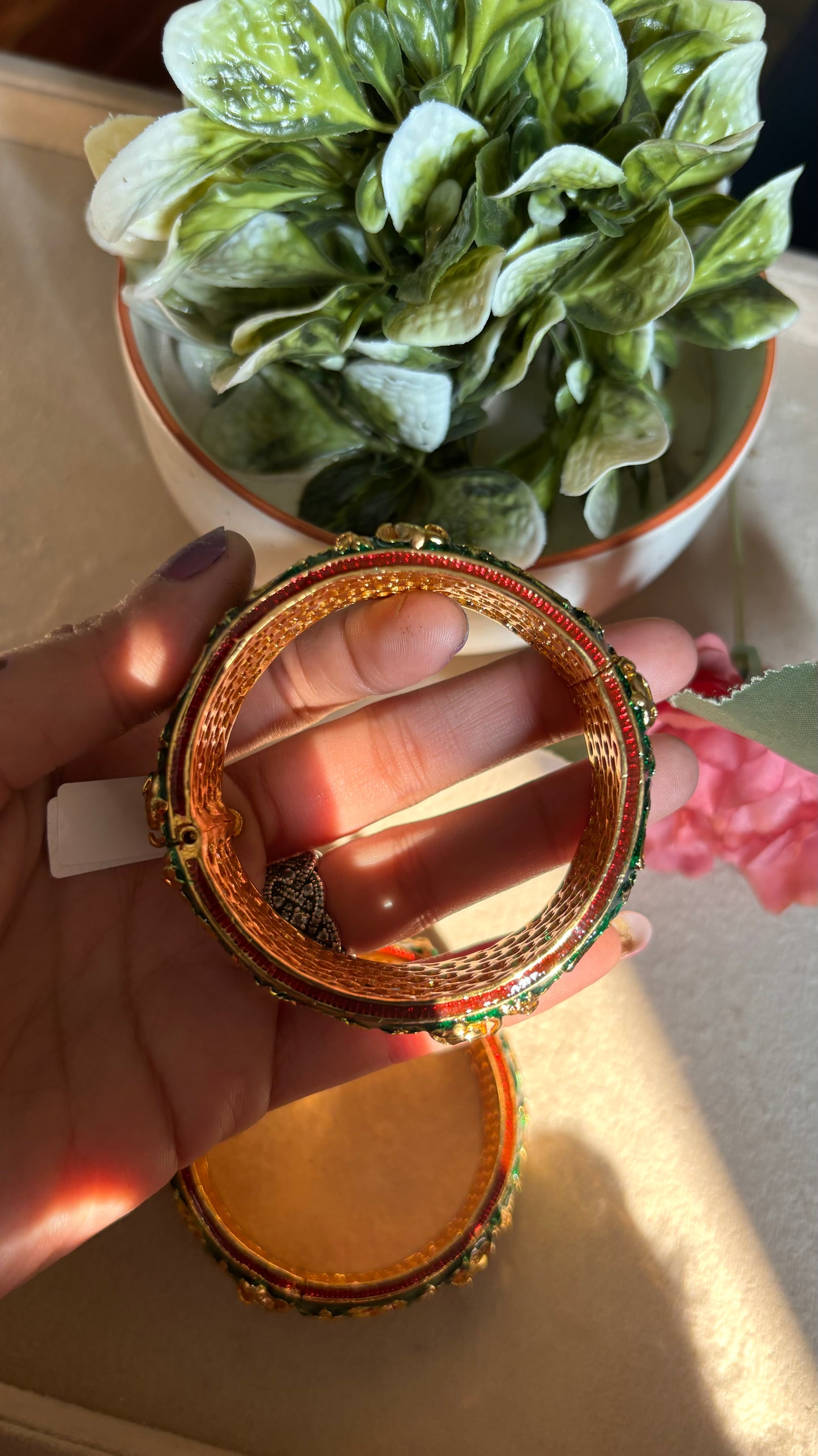 Emerald ruby meenakari bangles
