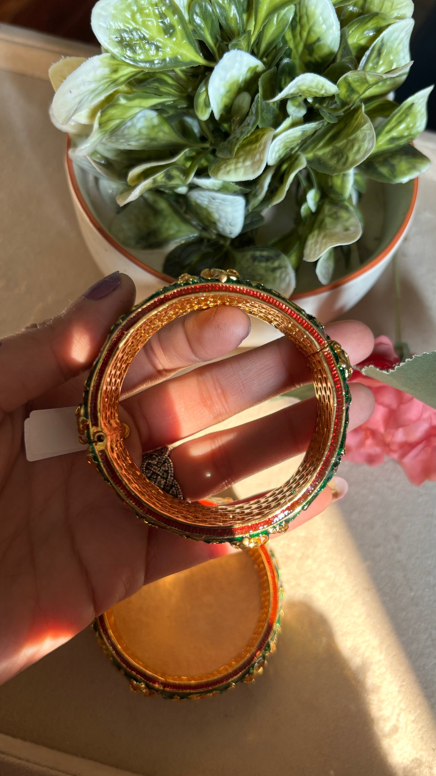 Emerald ruby meenakari bangles