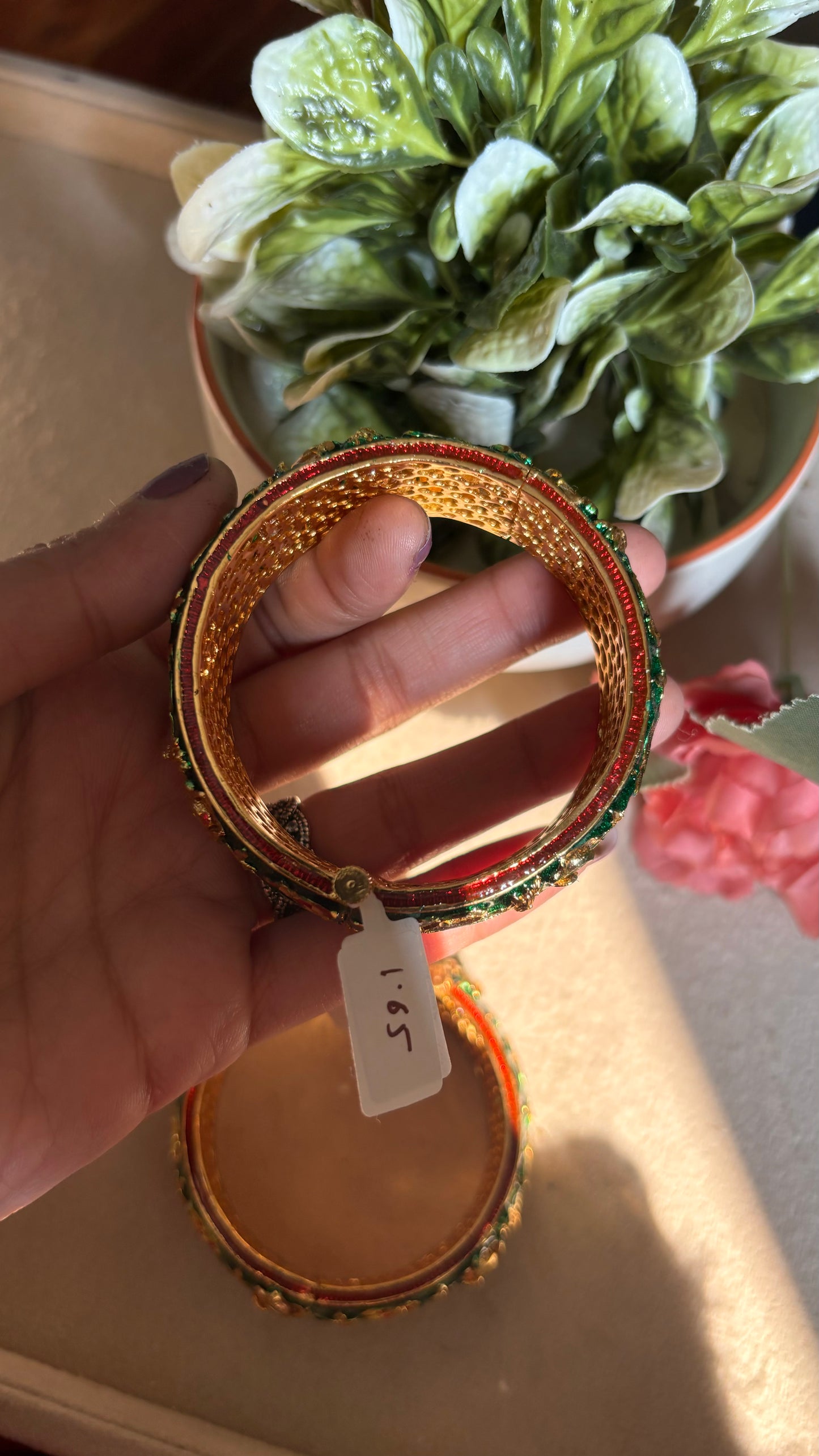 Emerald ruby meenakari bangles
