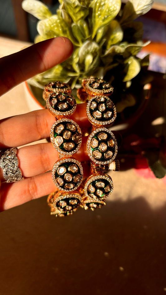 Emerald meena moissanite bangles