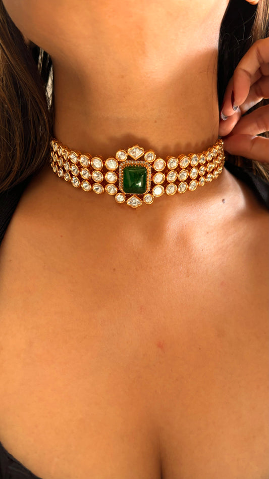Emerald moissanite choker necklace set
